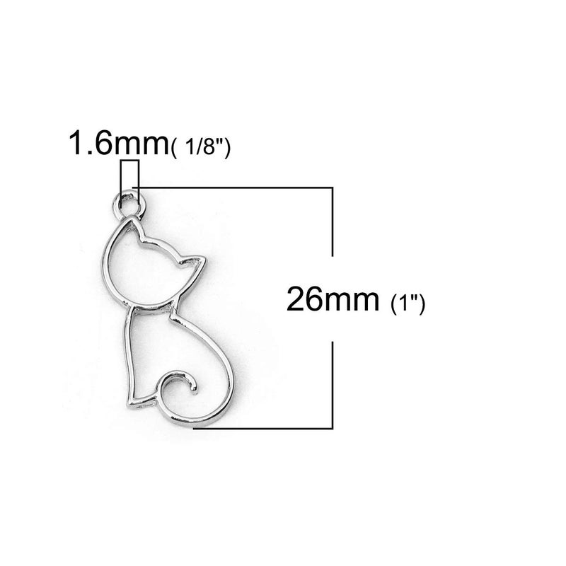 JGFinds Cat Charm Pendants 20 pack (10 Silver tone, 10 Gold tone), 28mm (1") x 18mm(1/2"), Zinc Alloy - Image 4
